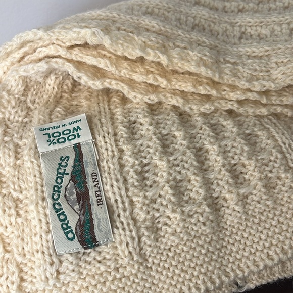 Aran Crafts 100% Wool Irish Chunky Knit Classic Ivory Unisex Scarf 62 x 9 - Picture 3 of 8